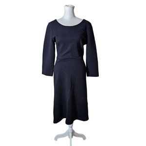 Talbots Black Dress 3/4 Sleeve Ribbed Zip Back size 12